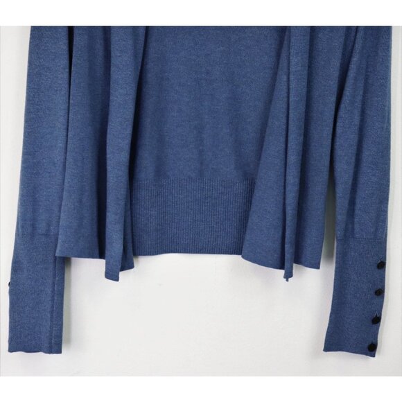 NEW Nic + Zoe Book Club Knit Button Cuff Long Sleeve Open Cardigan Sweater Blue - Picture 8 of 12